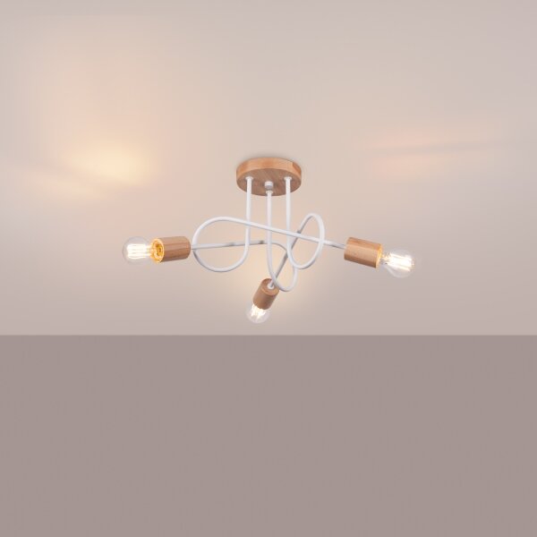 Sollux SL.1474 - Prisadený luster EMBER 3xE27/15W/230V biela/béžová/buk