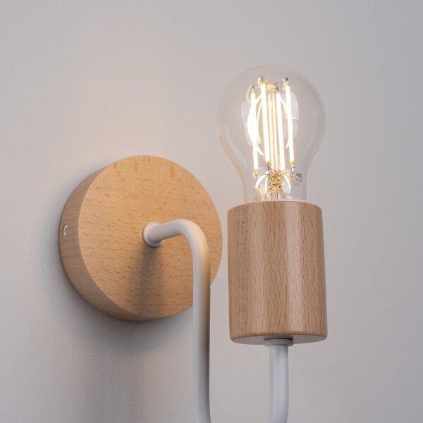 Sollux SL.1664 - Nástenná lampa TIMBO 1xE27/15W/230V biela/béžová/buk