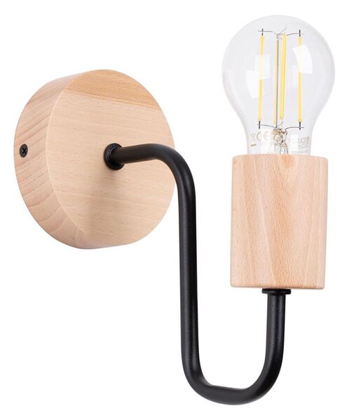 Sollux SL.1668 - Nástenná lampa TIMBO 1xE27/15W/230V čierna/béžová/buk