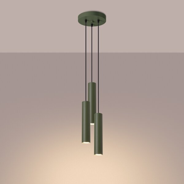 Sollux SL.1487 - Luster na lanku LAGOS 3xGU10/10W/230V zelená