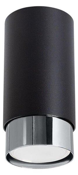 Sollux SL.1408 - Bodové svietidlo NERO 1xGU10/10W/230V 12,5 cm čierna/lesklý chróm