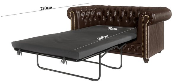Tmavohnedá rozkladacia pohovka z imitácie kože 148 cm York - Ropez