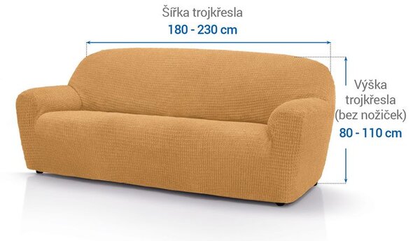 Super strečové poťahy RUBINIA zlatá trojkreslo (š. 180 - 230 cm)
