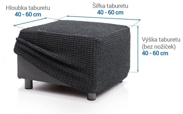 Super strečové poťahy RUBINIA antracitová taburetka (40 - 60 cm)