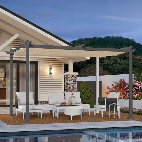 TRENDIE Pergola sivá s béžovou strechou 2x3m