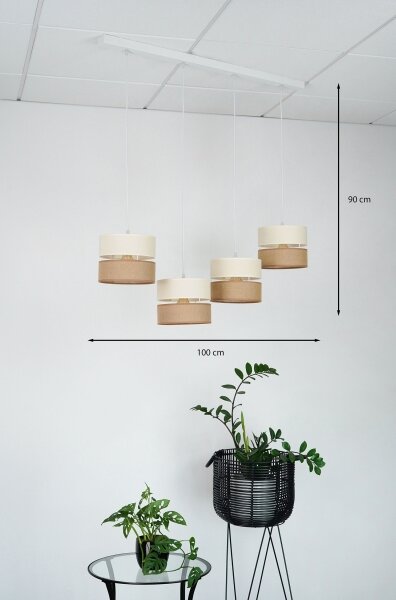 Brilagi - Luster na lanku ROYAL YUTE 4xE27/15W/230V béžová/krémová/biela