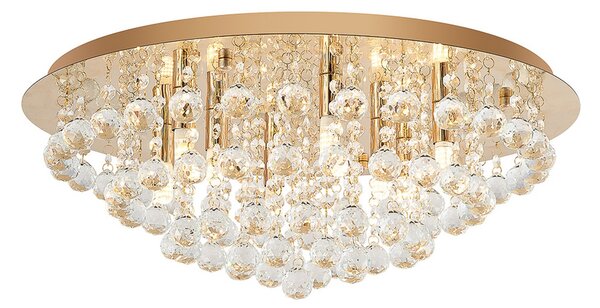 Stropné Lampa Lindby, Gillion, stmievateľné, Zlatá / Mosadz, Obývacia izba, Krištáľ, Moderný