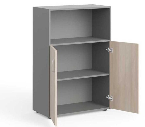 Stredná skriňa Manager 79,8 x 42,2 x 119,5 cm, agát svetlý / sivá