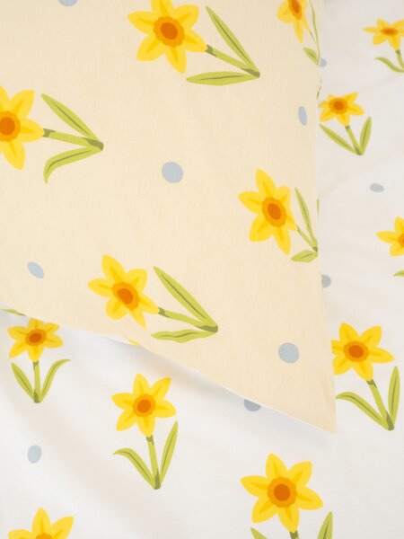 Bavlnená obliečka na vankúš Renforcé 40 × 40 cm - Narcis bieložlté