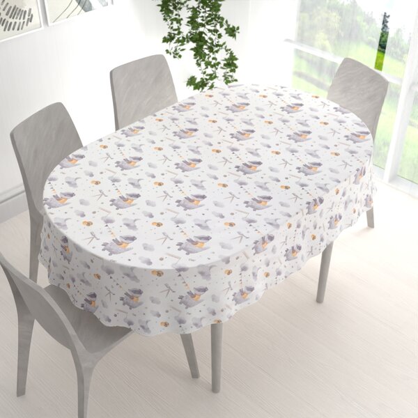 Biante Detský bavlnený oválny obrus Sandra SA-764 Jazvec na ceste na Mesiac 50x100 cm