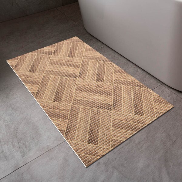 Kúpeľňová penová rohož / predložka PRO-109 Hnedé parkety - metráž šírka 65 cm