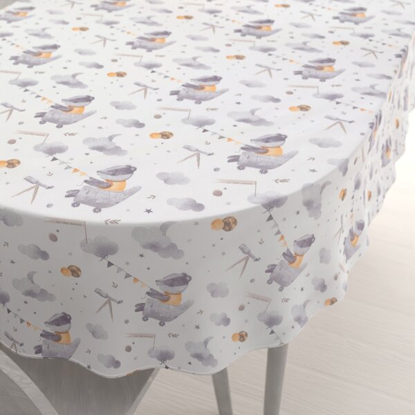 Biante Detský bavlnený oválny obrus Sandra SA-764 Jazvec na ceste na Mesiac 50x100 cm