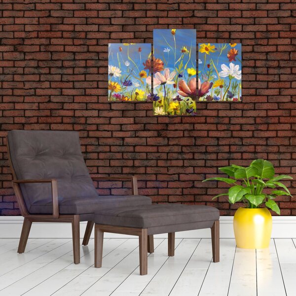 Maľovaný obraz rozkvitnutej lúky (90x60 cm)