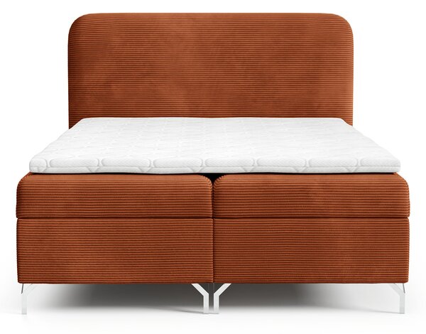 Čalúnená boxspring manželská posteľ s matracom Gomez 160x200 - tehlová