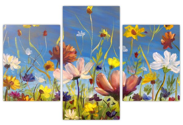 Maľovaný obraz rozkvitnutej lúky (90x60 cm)