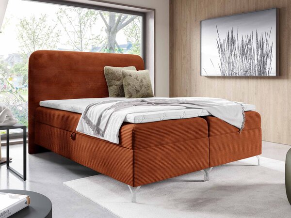 Čalúnená boxspring manželská posteľ s matracom Gomez 160x200 - tehlová