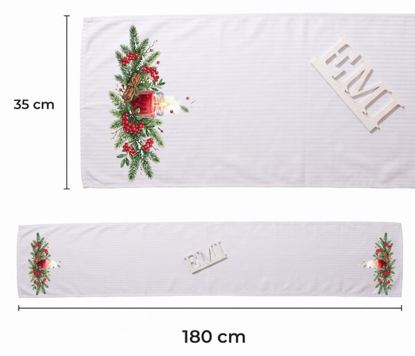 Obrus damaškový Winter Cranberry 35x180 cm EMI