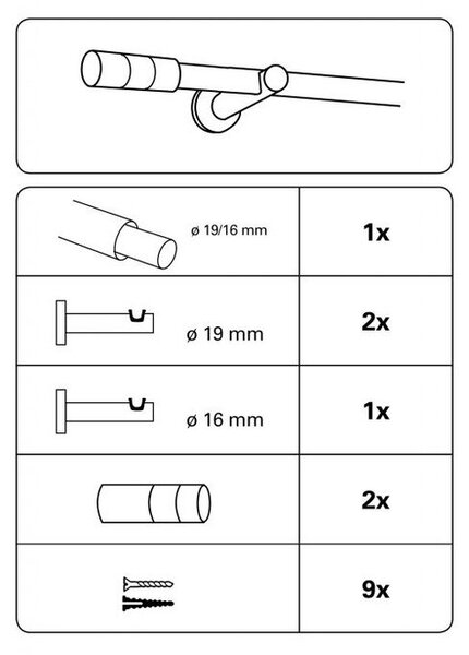 Kovová roztiahnuteľná garniža 120 - 210 cm Elba - Gardinia
