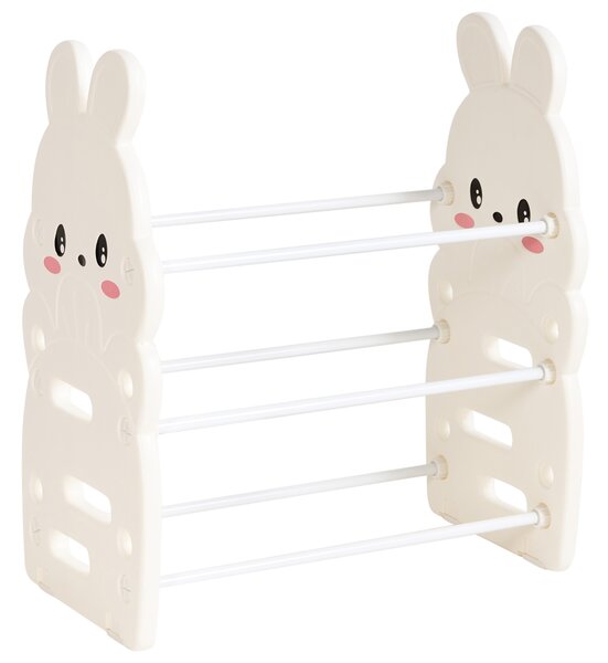 Organizér na hračky béžový syntetický materiál detská plastová skrinka s motívom zajaca s košíkmi