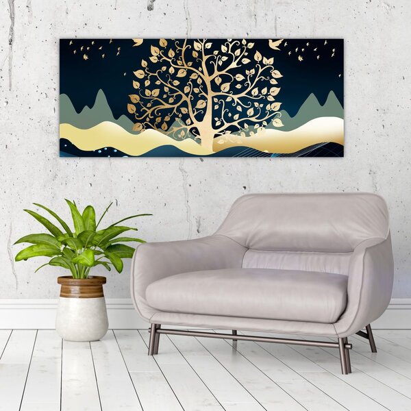 Obraz zlatého stromu (120x50 cm)