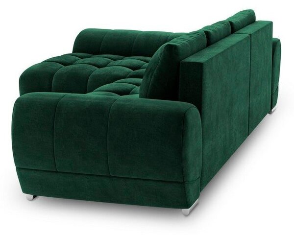 Tmavozelená rozkladacia rohová pohovka so zamatovým poťahom Windsor & Co Sofas Nuage, ľavý roh