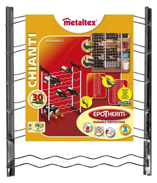 Sivý kovový regál na víno počet fliaš 30 Chianti – Metaltex