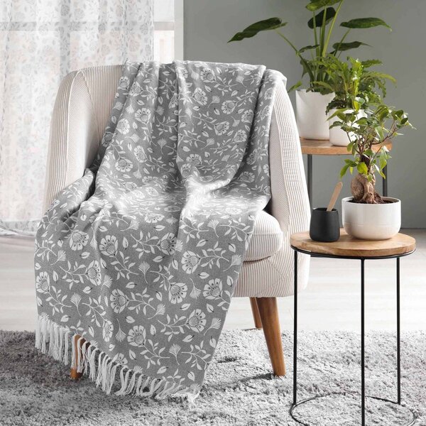 Sivá deka 125x150 cm Flavie – douceur d'intérieur