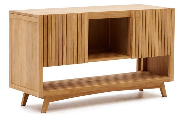 Nízka skrinka pod umývadlo z teakového dreva v prírodnej farbe 140x80 cm Kuveni – Kave Home