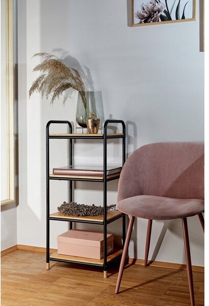 Čierny/v prírodnej farbe kovový kúpeľňový regál 42x94, 5 cm Loft – Wenko