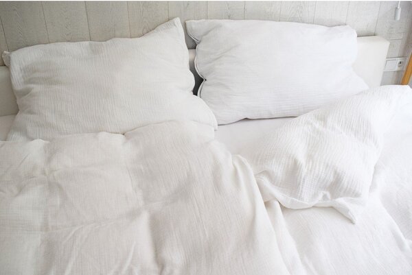 Biele mušelínové obliečky na jednolôžko 140x200 cm Plain Muslin – Butter Kings