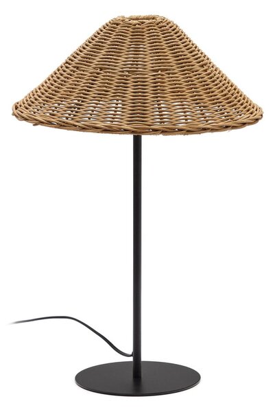 Čierna/v prírodnej farbe stolová lampa s ratanovým tienidlom (výška 50 cm) Urania – Kave Home