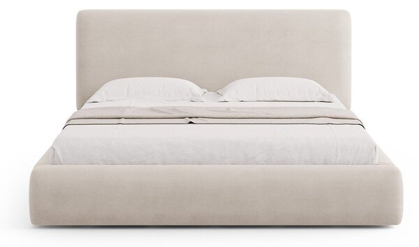 Béžová čalúnená dvojlôžková posteľ s úložným priestorom s roštom 160x200 cm Colonel – Cosmopolitan Design