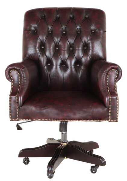 Kancelárska stolička Chesterfield Office chair z pravej hovädzej kože New Red