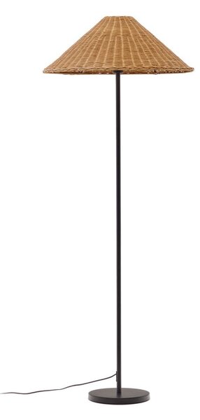 Stojacia lampa s ratanovým tienidlom v čierno-prírodnej farbe (výška 154 cm) Urania – Kave Home