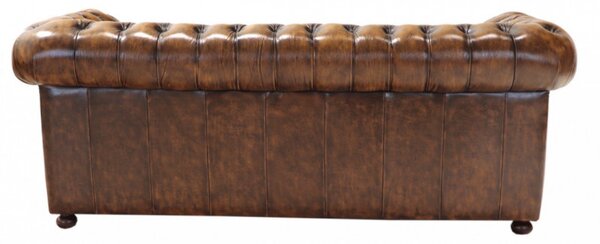Pohovka dvojmiestna Chesterfield Manchester z pravej hovädzej kože Whisky