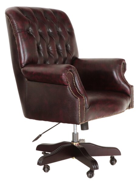 Kancelárska stolička Chesterfield Office chair z pravej hovädzej kože New Red
