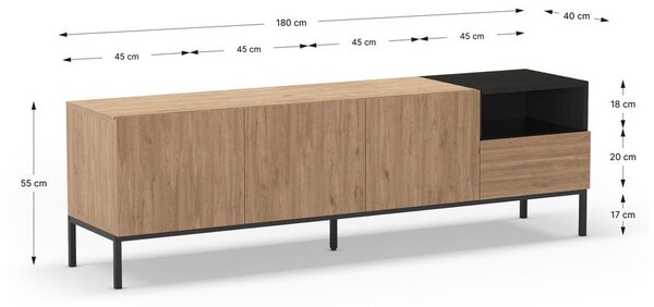 TV stolík v prírodnej farbe 180x55 cm Cailin – Marckeric