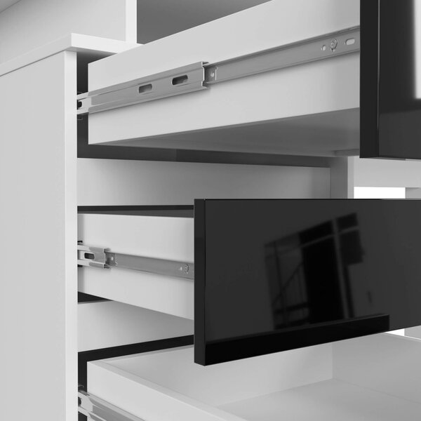 Ak furniture Volně stojící psací stůl CLP 135 cm bílý/černý lesk