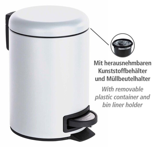 Biely odpadkový kôš Wenko Leman, 3 l