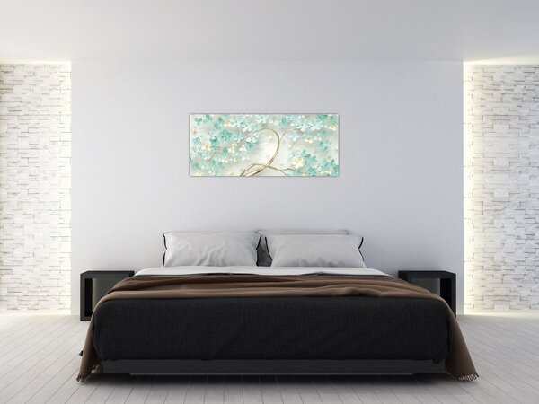 Obraz - Zlatý kvitnúci strom (120x50 cm)