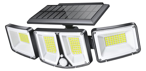 LED solárne nástenné svietidlo VIKING S180 IP65 14W 1000lm 6000K čierne so senzorom pohybu