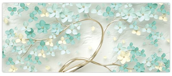 Obraz - Zlatý kvitnúci strom (120x50 cm)