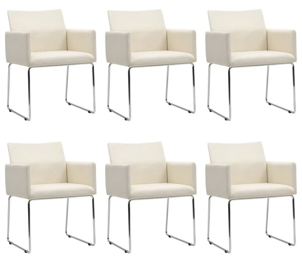 Jedálenské stoličky 6 ks, ľanový vzhľad, biele, látka