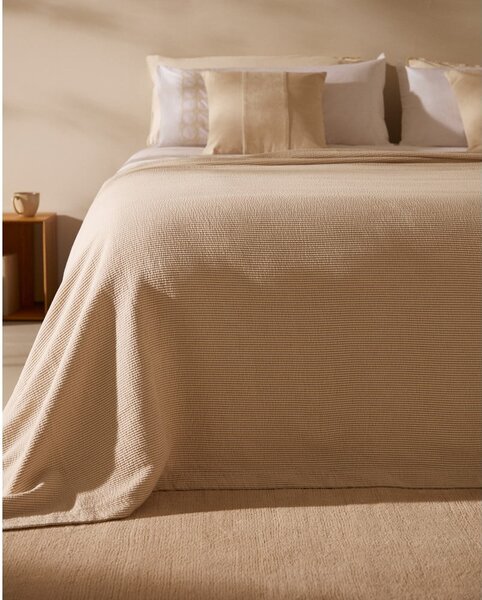 Béžový bavlnený pléd na dvojlôžko 180x250 cm Bedar – Kave Home