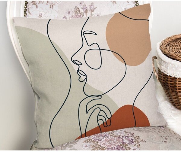 Obliečka na vankúš Minimalist Cushion Covers Pastel Drawing Face, 45 x 45 cm