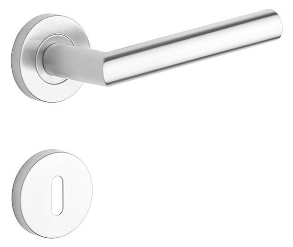 Dverové kovanie ROSTEX VIGO s čapmi (NEREZ MAT), kľučka-kľučka, Otvor pre obyčajný kľúč BB, ROSTEX Nerez mat