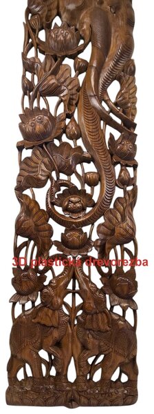 Závesná dekorácia 180cmx45cm x 2 kusy, teakové drevo, ručná drevorezba, Thajsko (cena za pár)