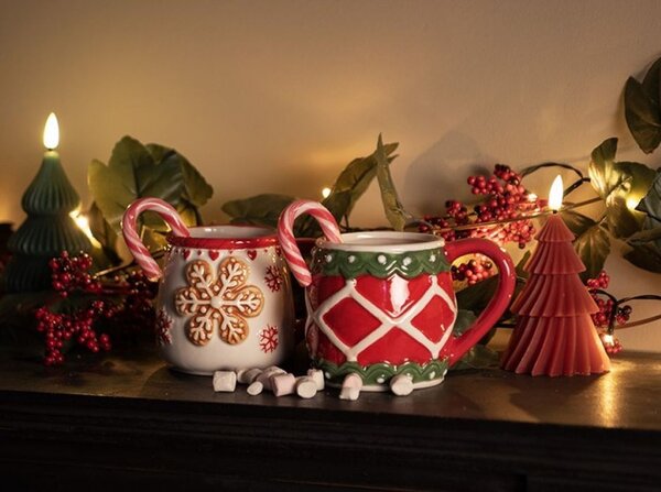 Biely vianočný keramický hrnček vločka Snowflakes - 13*10*10 cm / 375 ml - Clayre & Eef
