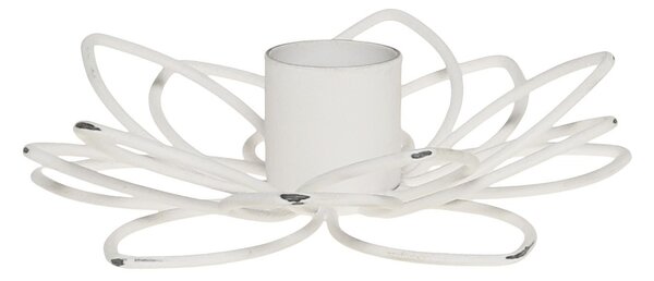 Biely antik dekoračný svietnik kvet na úzku sviečku Flia - Ø 12*3 cm - Chic Antique