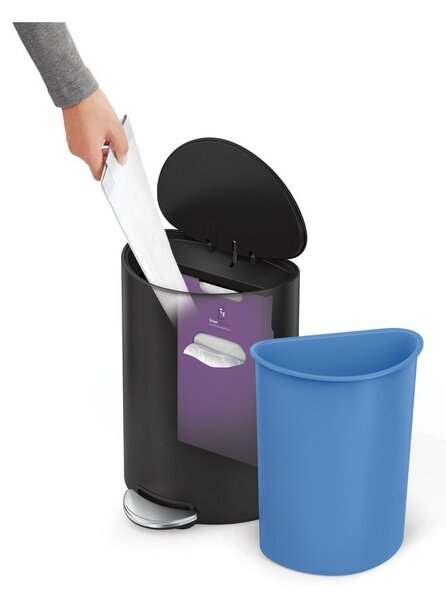 Matne čierny nášľapný kovový odpadkový kôš 6 l – simplehuman